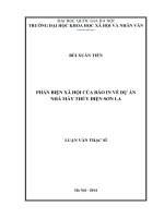 Luận văn thạc sĩ USSH phản biện xã hội của báo in về dự án nhà máy thủy điện sơn la 
