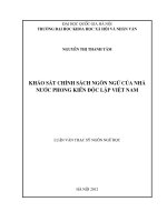 Luận văn thạc sĩ USSH khảo sát chính sách ngôn ngữ của nhà nước phong kiến độc lập việt nam 