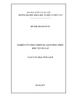 Luận văn thạc sĩ USSH nghiên cứu phát triển du lịch nông thôn khu vực đà lạt   