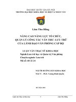 Luận văn thạc sĩ USSH nâng cao năng lực tổ chức, quản lý công tác văn thư lưu trữ của lãnh đạo văn phòng cấp bộ   