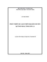 LUẬN VĂN THẠC SỸ: phát triển du lịch trên địa bàn huyện Quỳnh Nhai, tỉnh Sơn La