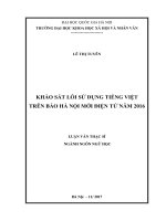 Luận văn thạc sĩ USSH khảo sát lỗi sử dụng tiếng việt trên báo hà nội mới điện tử năm 2016   