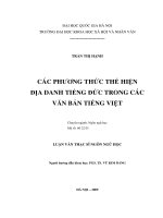 Luận văn thạc sĩ USSH các phương thức thể hiện địa danh tiếng đức trong các văn bản tiếng việt 