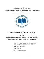 tiểu luận môn quản trị học đề tài phân tích những ảnh hưởng của môi trường tổng quát đến hoạt động của vinamilk 