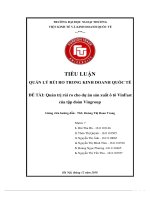 TIỂU LUẬN QUẢN lý rủi RO TRONG KINH DOANH QUỐC tế đề tài quản trị rủi ro cho dự án sản xuất ô tô vinfast của t ập đoàn vingroup 
