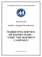 (TIỂU LUẬN) MARKETING SERVICE OF BAEMIN MART  CHỢ THỦ BAEMIN CAMPAIGN 