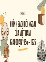 CHÍNH SÁCH đối NGOẠI của VIỆT NAM GIAI đoạn 1954 – 1975 
