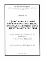 Luận văn thạc sĩ USSH lập hồ sơ hiện hành ở các ban đảng trực thuộc ban chấp hành trung ương   thực trạng và giải pháp   