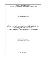 Luận văn thạc sĩ USSH công tác xây dựng đảng ở đảng bộ huyện đức thọ từ 1999 đến nay   thực trạng, kinh nghiệm và giải pháp 