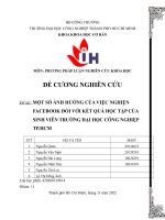 MỘT SỐ ẢNH HƯỞNG CỦA VIỆC NGHIỆN FACEBOOK đối VỚI KẾT QUẢ HỌC TẬP CỦA SINH VIÊN TRƯỜNG đại HỌC CÔNG NGHIỆP TP HCM 