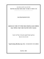 Luận văn thạc sĩ USSH khảo sát tiểu từ tình thái trong giáo trình dạy tiếng việt cho người nước ngoài 