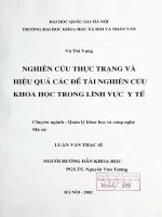 Luận văn thạc sĩ USSH nghiên cứu thực trạng và hiệu quả các đề tài nghiên cứu khoa học trong lĩnh vực y tế 