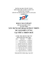 (TIỂU LUẬN) xây DỰNG kế HOẠCH PHÁT TRIỂN DU LỊCH bền VỮNG tại THỪA THIÊN HUẾ 