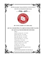 (TIỂU LUẬN) đề tài ẢNH HƯỞNG của DỊCH COVID 19 đến NGÀNH DU LỊCH tại THÀNH PHỐ hồ CHÍ MINH 