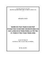Luận văn thạc sĩ USSH nghiên cứu thực trạng và giải pháp về soạn thảo và ban hành văn bản để nâng cao hiệu quả lãnh đạo và chất lượng hồ sơ phông lưu trữ của tỉnh, thành ủy trực thuộc trung ương 