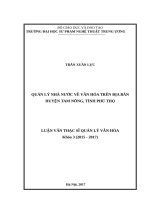 Quản lý nhà nước về văn hóa trên địa bàn huyện tam nông, tỉnh phú thọ 