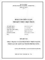 (TIỂU LUẬN) đề tài THỰC TRẠNG và GIẢI PHÁP PHÁT TRIỂN NGUỒN NHÂN lực DU LỊCH tại THÀNH PHỐ đà NẴNG 