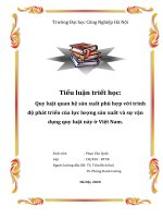 (TIỂU LUẬN) tiểu luận triết học quy luật quan hệ sản xuất phù hợp với trình độ phát triển của lực lượng sản xuất và sự vận dụng quy luật này ở việt nam 