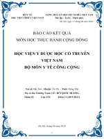 (TIỂU LUẬN) TIỂU LUẬN môn học THỰC HÀNH CỘNG ĐỒNG học VIỆN y dược học cổ TRUYỀN VIỆT NAM bộ môn y tế CÔNG CỘNG 