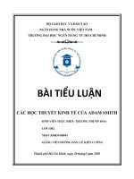 (TIỂU LUẬN) TIỂU LUẬN các học THUYẾT KINH tế của ADAM SMITH 