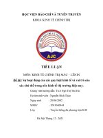 (TIỂU LUẬN) sự hoạt động của các quy luật kinh tế và vai trò của các chủ thể trong nền kinh tế thị trường hiện nay  