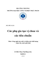(TIỂU LUẬN) TIỂU LUẬN các phụ gia tạo vị chua và các tiêu chuẩn  môn công nghệ sản xuất và kiểm soát chất lượng rượu, bia, nước giải khát 