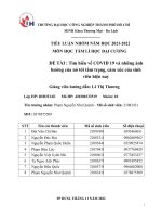 (TIỂU LUẬN) đề tài  tìm hiểu về COVID 19 và những ảnh hưởng của nó tới tâm trạng, cảm xúc của sinh viên hiện nay 