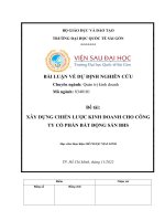 Đề tài xây DỰNG CHIẾN lược KINH DOANH CHO CÔNG TY cổ PHẦN bất ĐỘNG sản BHS 