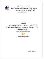(TIỂU LUẬN) đề tài QUY TRÌNH GIAO NHẬN HÀNG lẻ NHẬP KHẨU ĐƯỜNG HÀNG KHÔNG – CÔNG TY GIAO NHẬN vận tải BEE LOGISTICS 