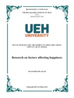 (TIỂU LUẬN) đề tài THAM dự CUỘC THI NGHIÊN cứu KHOA học TRONG LĨNH vực QUẢN TRỊ 2022 research on factors affecting happiness 