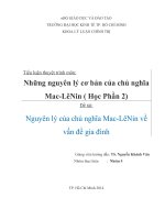 (TIỂU LUẬN) TIỂU LUẬN nguyên lý của chủ nghĩa mac lênin về vấn đề gia đình 