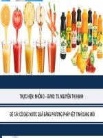 (TIỂU LUẬN) đề tài cô đặc nước QUẢ BẰNG PHƯƠNG PHÁP kết TINH DUNG môi 