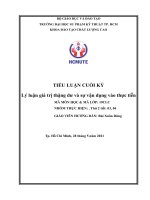 (TIỂU LUẬN) TIỂU LUẬN CUỐI kỳ lý luận giá trị thặng dư và sự vận dụng vào thực tiễn 