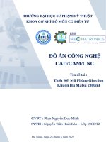 (TIỂU LUẬN) đồ án CÔNG NGHỆ CADCAMCNC tên đề tài  thiết kế và mô phỏng cơ cấu cửa nâng hạ tên đề tài  thiết kế, mô phỏng gia công khuôn hũ matsu 2300ml 