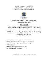 (TIỂU LUẬN) TIỂU LUẬN môn LỊCH sử ĐẢNG CỘNG sản VIỆT NAM đề tài vai trò của nguyễn ái quốc đối với việc thành lập đảng cộng sản việt nam 