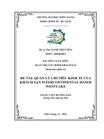 (TIỂU LUẬN) TIỂU LUẬN QUẢN lý CHỈ TIÊU KINH tế của KHÁCH sạn INTERCONTINENTAL HANOI WESTLAKE 
