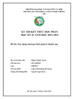 (TIỂU LUẬN) đề tài xây dựng chương trình quản lý khách sạn 