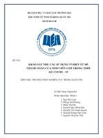 (TIỂU LUẬN) đề tài KHẢO sát NHU cầu sử DỤNG ví điện tử để THANH TOÁN của SINH VIÊN UEH TRONG THỜI kỳ COVID – 19 