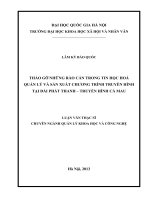 Luận văn thạc sĩ USSH tháo gỡ những rào cản trong tin học hoá quản lý và sản xuất chương trình truyền hình tại đài phát thanh – truyền hình cà mau 