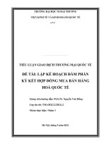 (TIỂU LUẬN) lập kế HOẠCH đàm PHÁN ký kết hợp ĐỒNG MUA bán HÀNG HOÁ QUỐC tế 