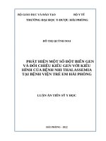 PHÁT HIỆN một số đột BIẾN GEN và đối CHIẾU KIỂU GEN với KIỂU HÌNH của BỆNH NHI THALASSEMIA tại BỆNH VIỆN TRẺ EM hải PHÒNG