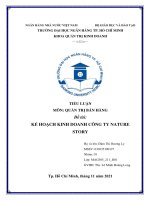 (TIỂU LUẬN) TIỂU LUẬN môn QUẢN TRỊ bán HÀNG đề tài kế HOẠCH KINH DOANH CÔNG TY NATURE STORY 