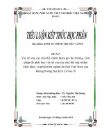 (TIỂU LUẬN) vai trò của các chủ thể chính tham gia thị trường  giải pháp để phát huy vai trò của các chủ thể này nhằm khôi phục và phát triển ngành du lịch việt nam sau khủng hoảng đại dịch covid 19 