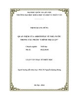Luận văn thạc sĩ USSH quan niệm của arixtot về nhà nước trong tác phẩm chính trị luận 