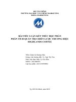 BÀI TIỂU LUẬN KẾT THÚC HỌC PHẦN PHÂN TÍCH QUẢN TRỊ CHIẾN LƯỢC THƯƠNG HIỆU HIGHLANDS COFFEE
