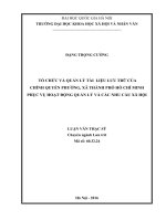 Luận văn thạc sĩ USSH tổ chức và quản lý tài liệu lưu trữ của chính quyền phường, xã thành phố hồ chí minh phục vụ hoạt động quản lý và các nhu cầu xã hội   