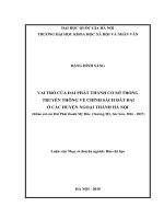 Luận văn thạc sĩ USSH vai trò của đài phát thanh cơ sở trong truyền thông về chính sách đất đai ở các huyện ngoại thành hà nội (khảo sát các đài phát thanh mỹ đức, chương mỹ, sóc sơn, 2016   2017) 