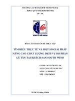 (TIỂU LUẬN) tìm HIỂU THỰC tế và một số GIẢI PHÁP NÂNG CAO CHẤT LƯỢNG DỊCH vụ bộ PHẬN lễ tân tại KHÁCH sạn SOUTH WIND 