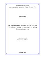 Luận văn thạc sĩ USSH vai trò của thanh niên đối với việc giữ gìn và phát huy giá trị văn hóa truyền thống ở việt nam hiện nay 