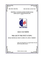 (TIỂU LUẬN) QUẢN TRỊ CHẤT LƯỢNG đề tài ĐÁNH GIÁ CHẤT LƯỢNG của mì LY MODE 